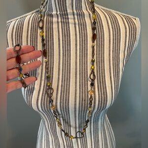 Park Lane ‘Amaretto’ Amber & Brown Glass Bead 
Necklace and Bracelet Set